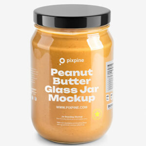 clear glass jar filled with peanut butter mockup